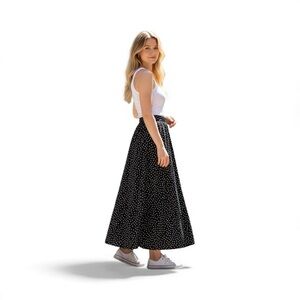 Simlu Black and White Polka Dot Maxi Skirt size xl NWT